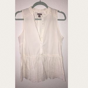 Half-Button Down White Chelsea 28 Sleeveless Top